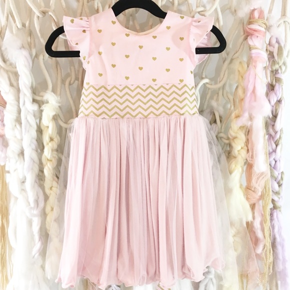 handmade by Li’l Piece of Attitude Other - 3t Pink & gold toddler dress Valentine Spring NEW